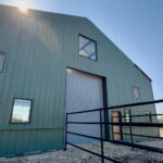 Construction on the giraffe barn nears completion in February