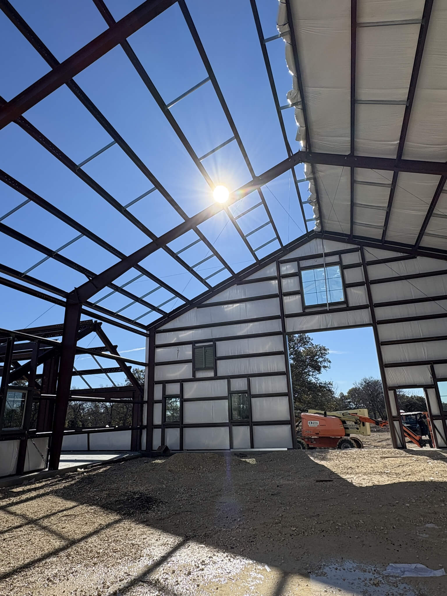 Building the roof of the giraffe barn and siding in early January