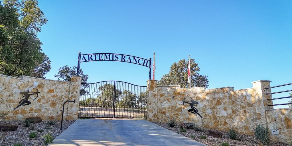 Our front entry gate the Artemis Ranch welcoming guests, corporate groups