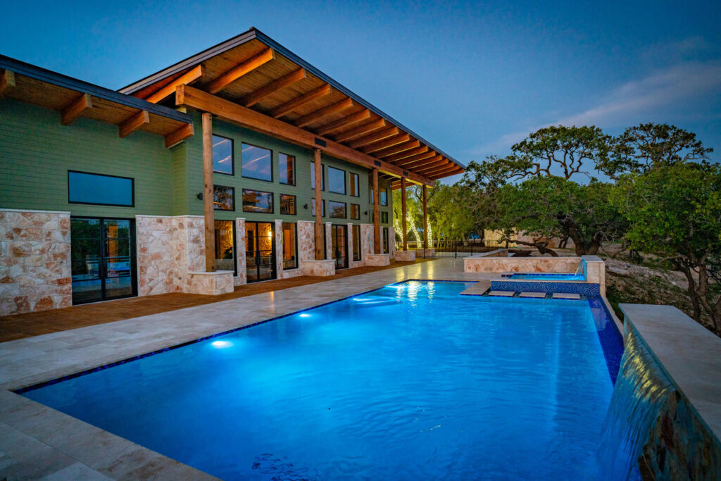 spectacular sunset on the patio pool at the lodge