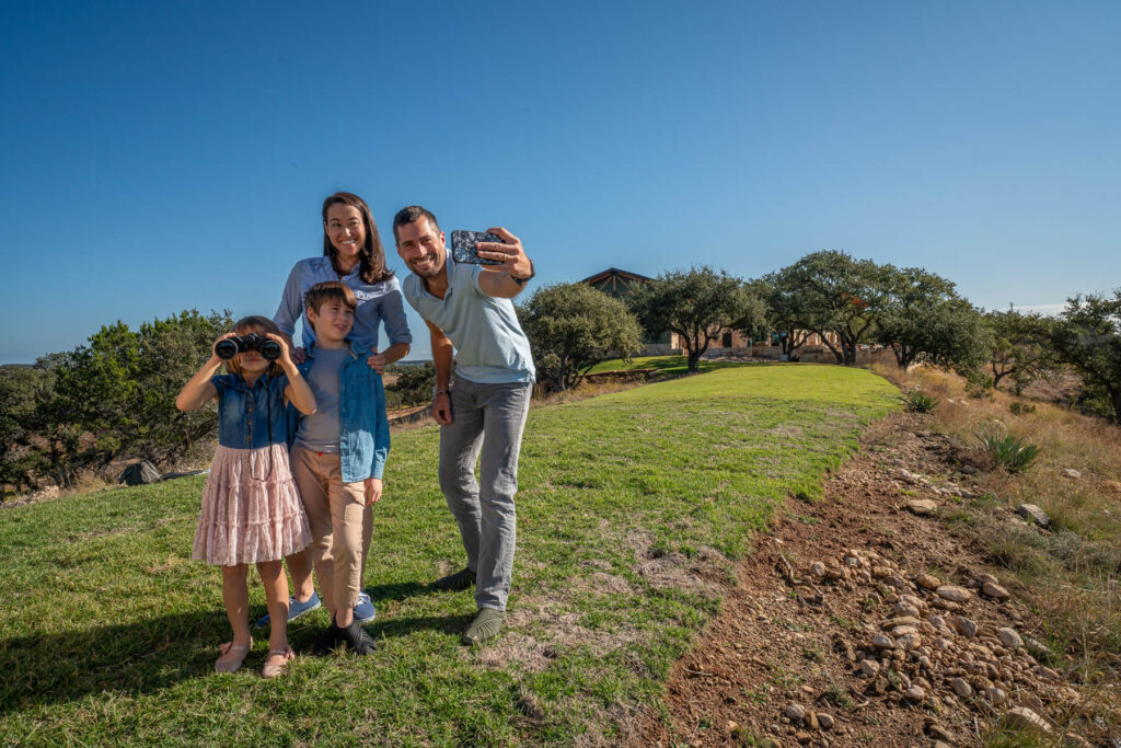 Making memories with family selfies on the hill