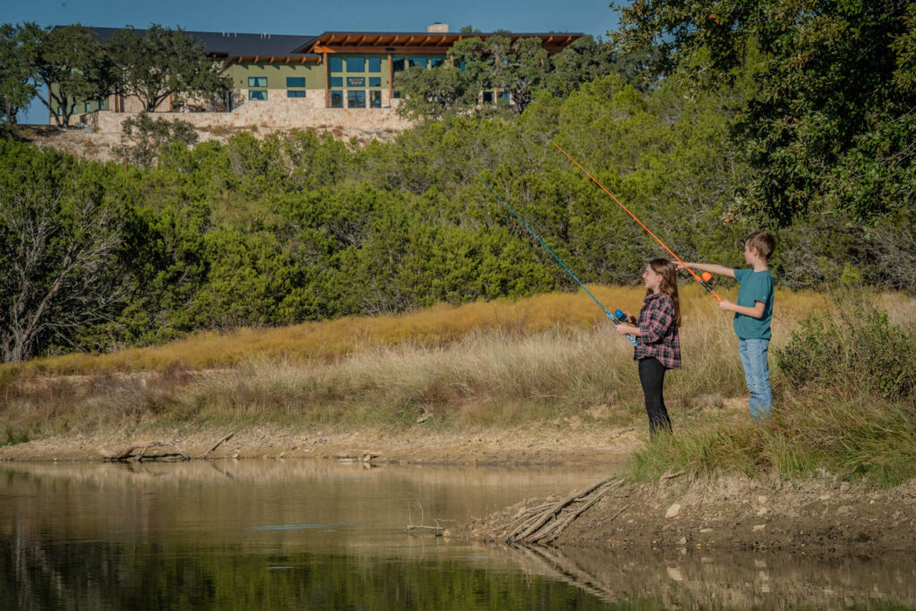 kids fishing freshwater bass pond