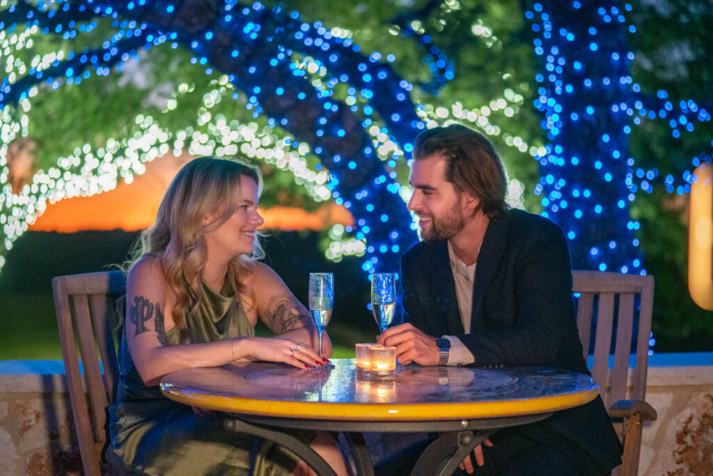 romantic private dinner under the oak