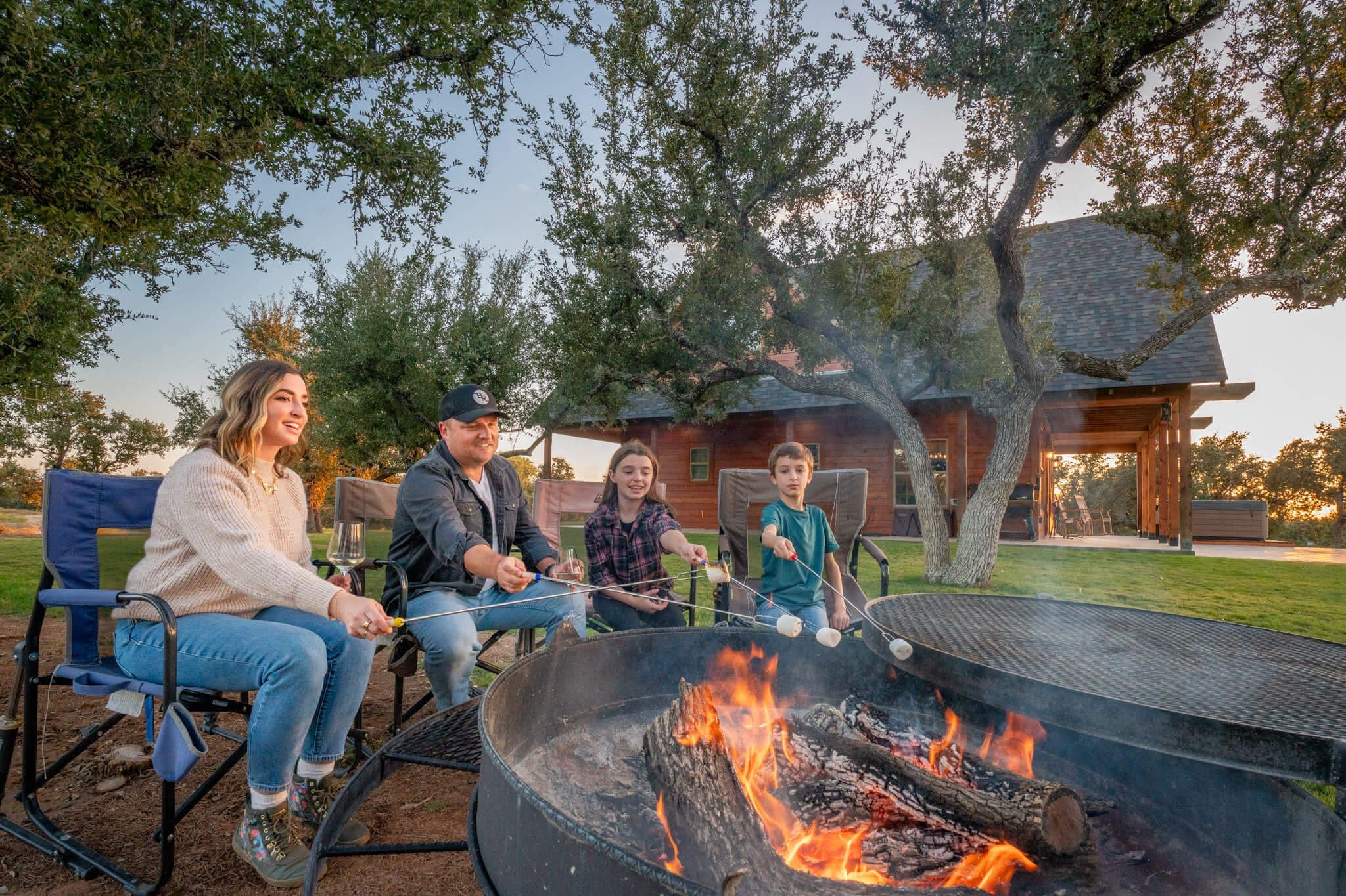 Family retreats adventures at sunset campfire cookout