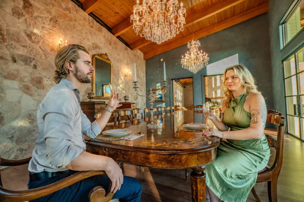 Couple wine tasting and private chef