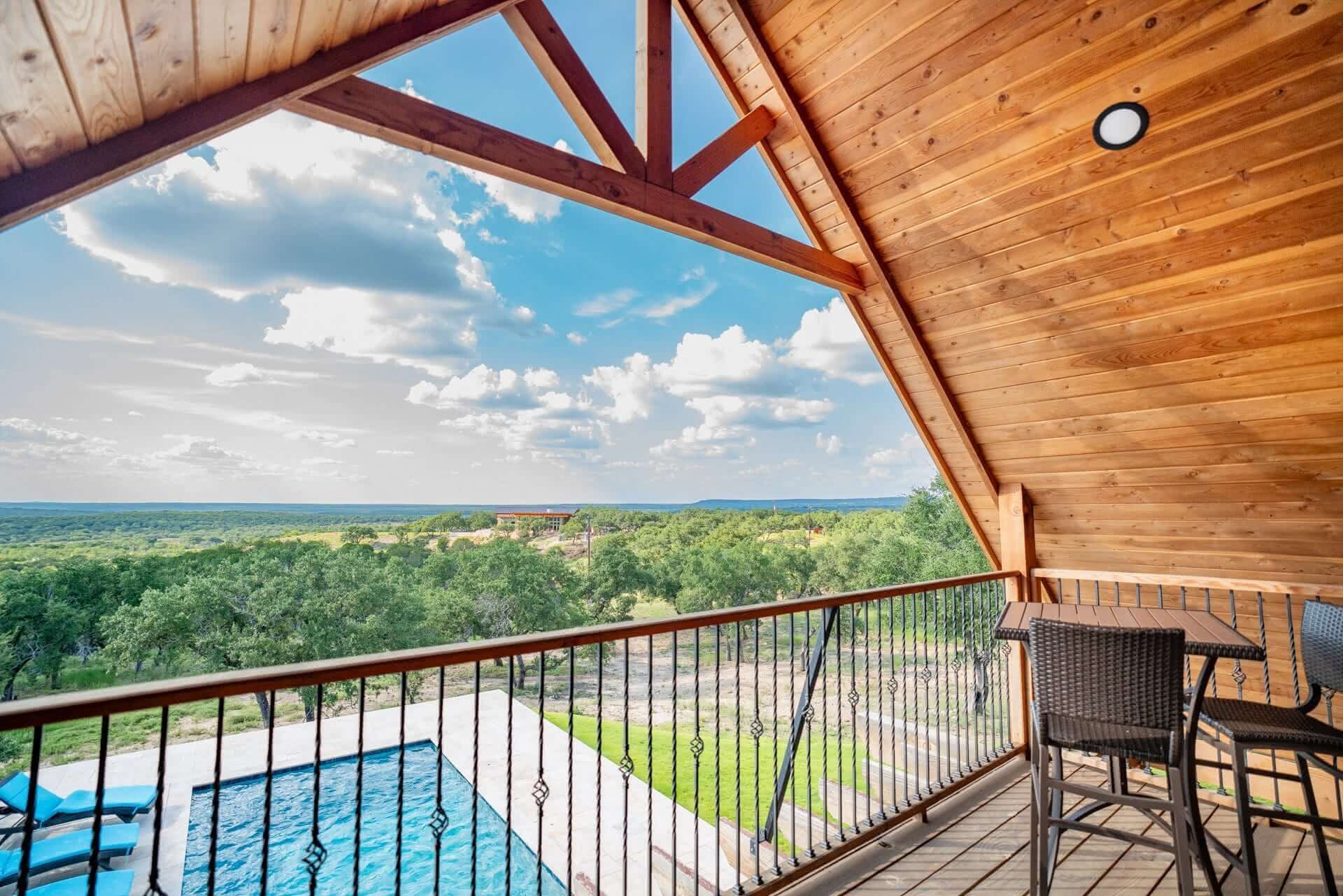 What to expect at Artemis Cottage - balcony view over the Hill Country