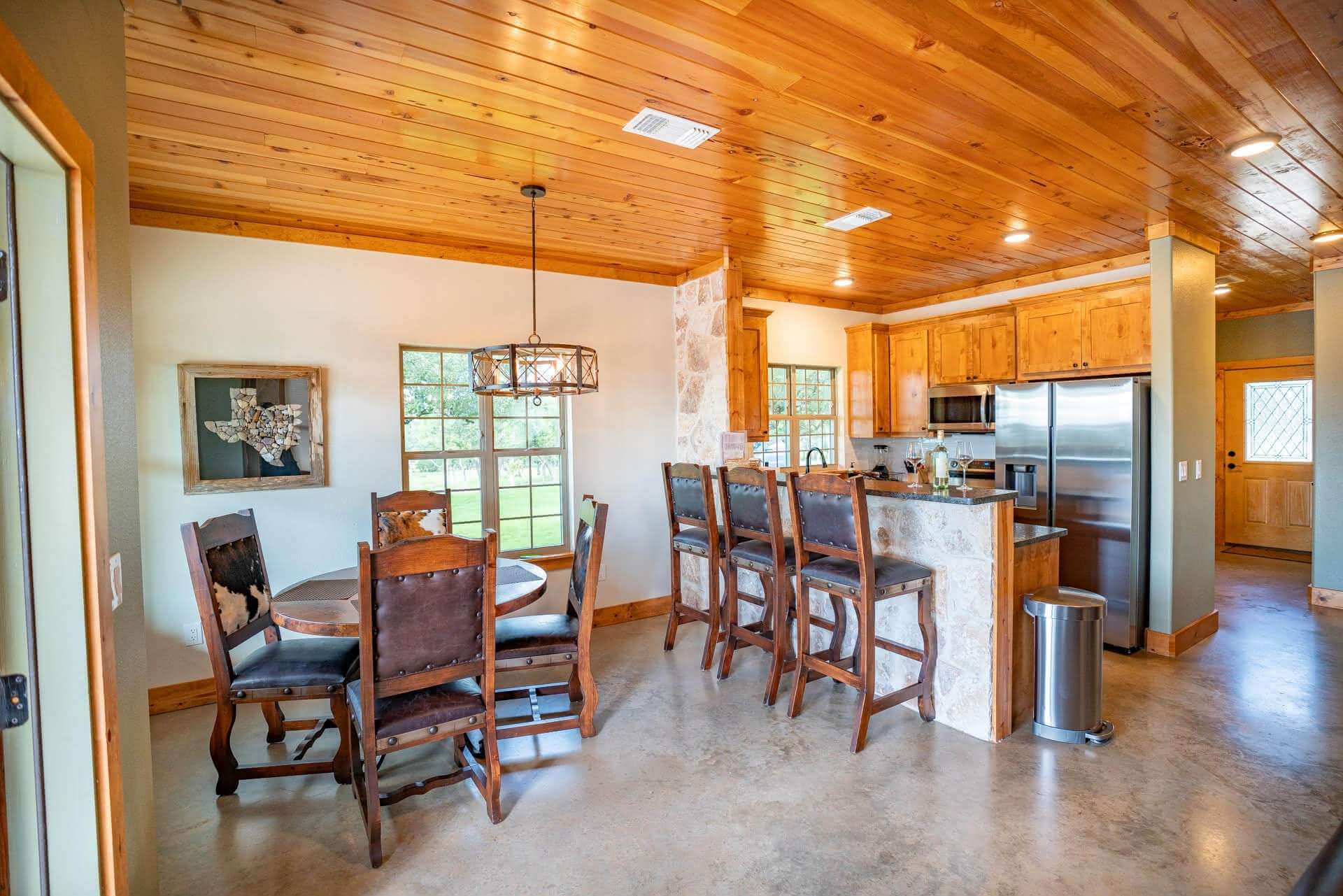 Inside Artemis Cottage kitchen and dining table