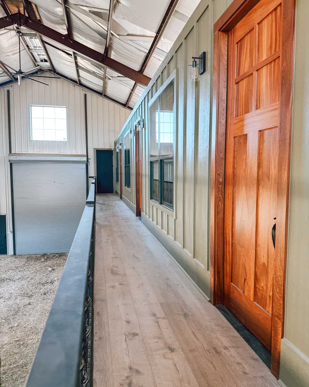 Giraffe House hallway with windows overlooking the giraffe barn